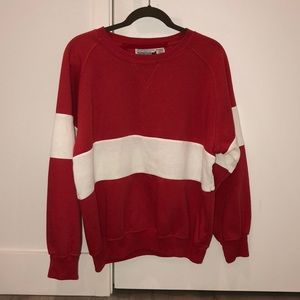 red and white stripe sweatshirt